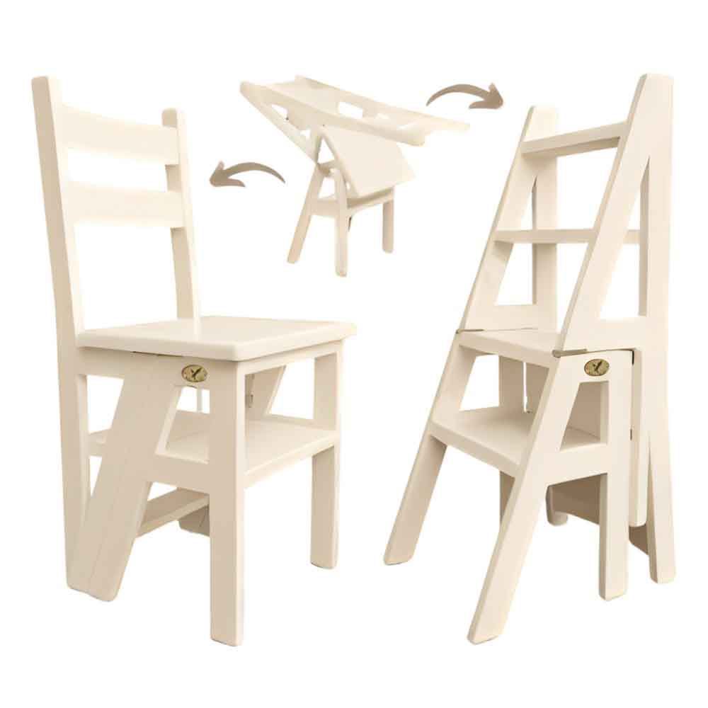 Ladder Chair 2 in 1 Folding Duplex Solid Wood Step Up Transilvan 90x42 cm Beige